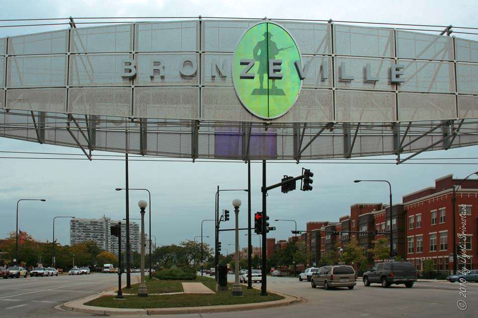 Classic greystone architecture characteristic of the historic Bronzeville neighborhood in Chicago.