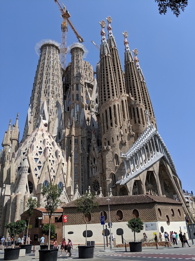 The towering spires of Gaudi's Sagrada Familia basilica rising over Barcelona